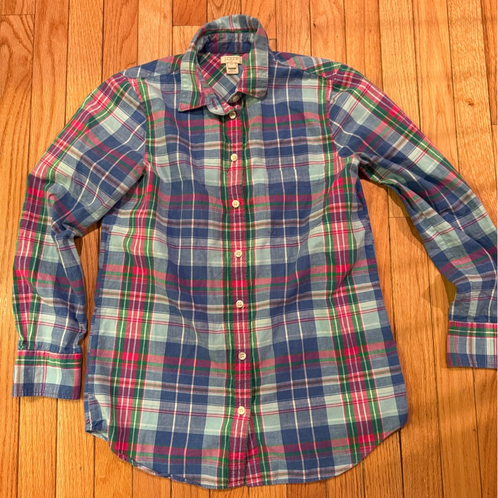 VTG J. Crew Women's Plaid Button Down Shirt - Blue, Pink Size XS - Picture 2 of 6